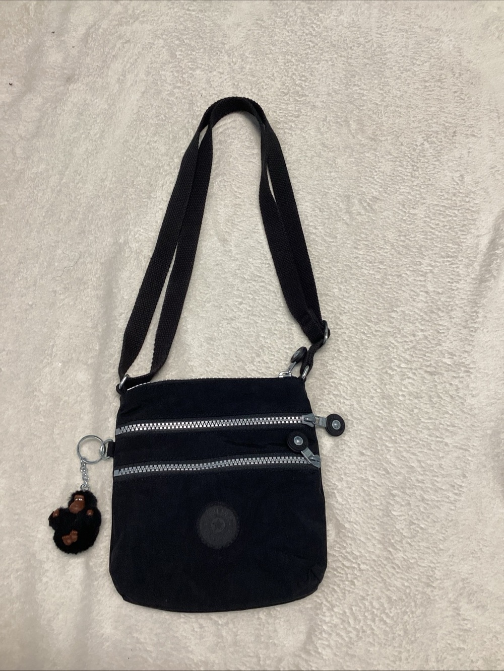 Kipling Black Crossbody Bag with Monkey Keychain